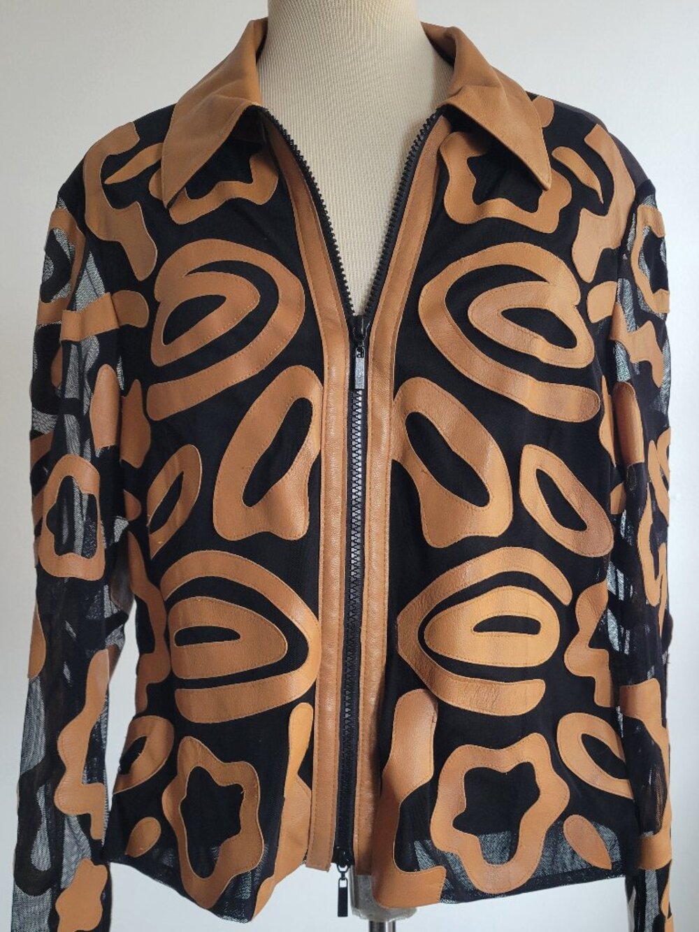 Vintage Isabel Modern Brown Leather Mesh Jacket